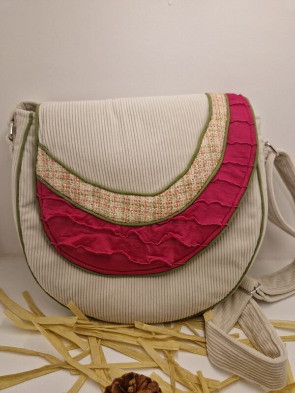 Sac besace velours " Crème"