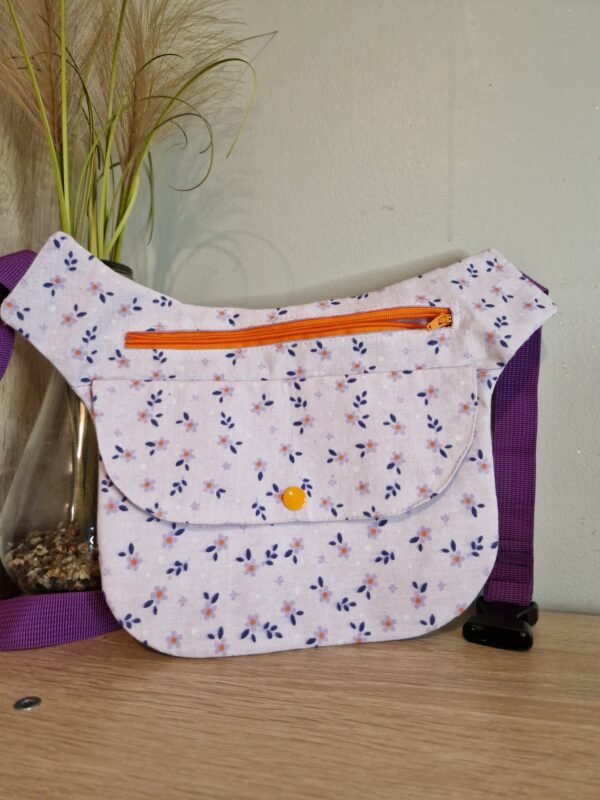 Sac banane " Mauve motif fleurs "