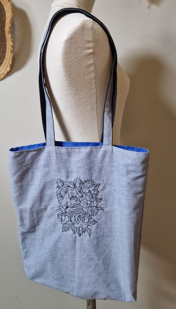Tote bag broderie "tigre"