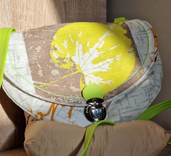 Sac Besace en Tissu : motif "feuille"