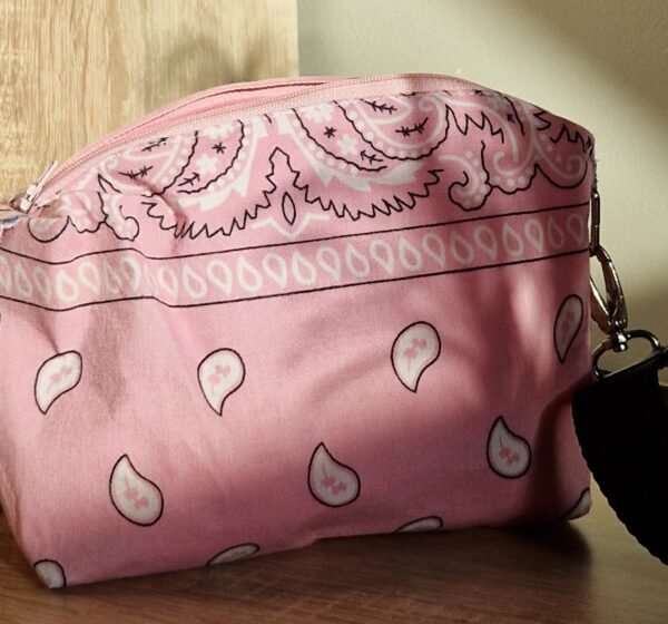 Petit sac bandana "Rose et blanc"