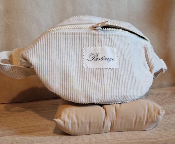 Sac Banane en velours " CREME "