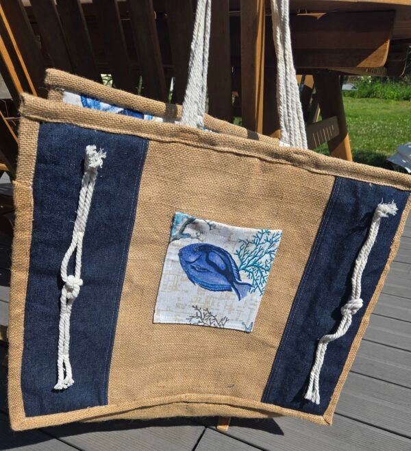 Sac de plage – Toile de jute & jean recyclé