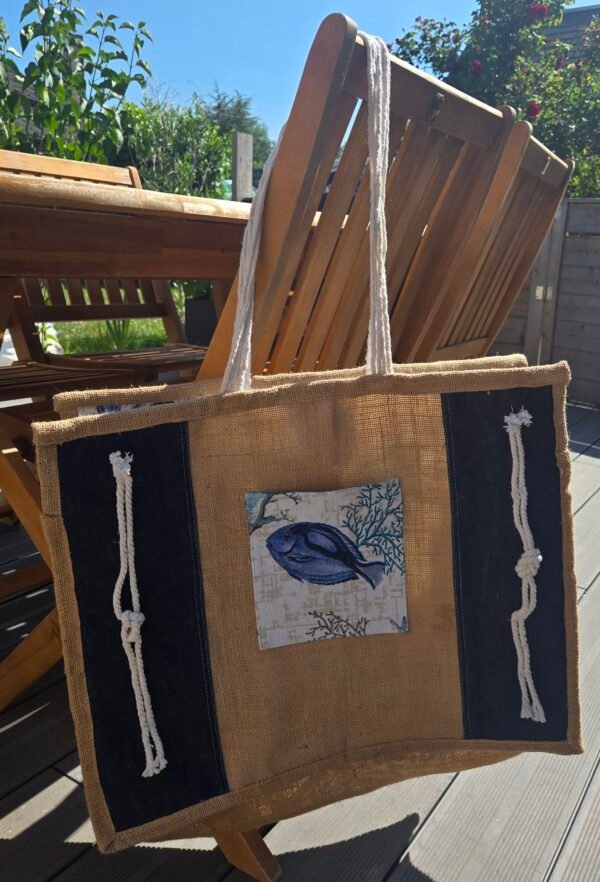 Sac de plage – Toile de jute & jean recyclé – Image 2